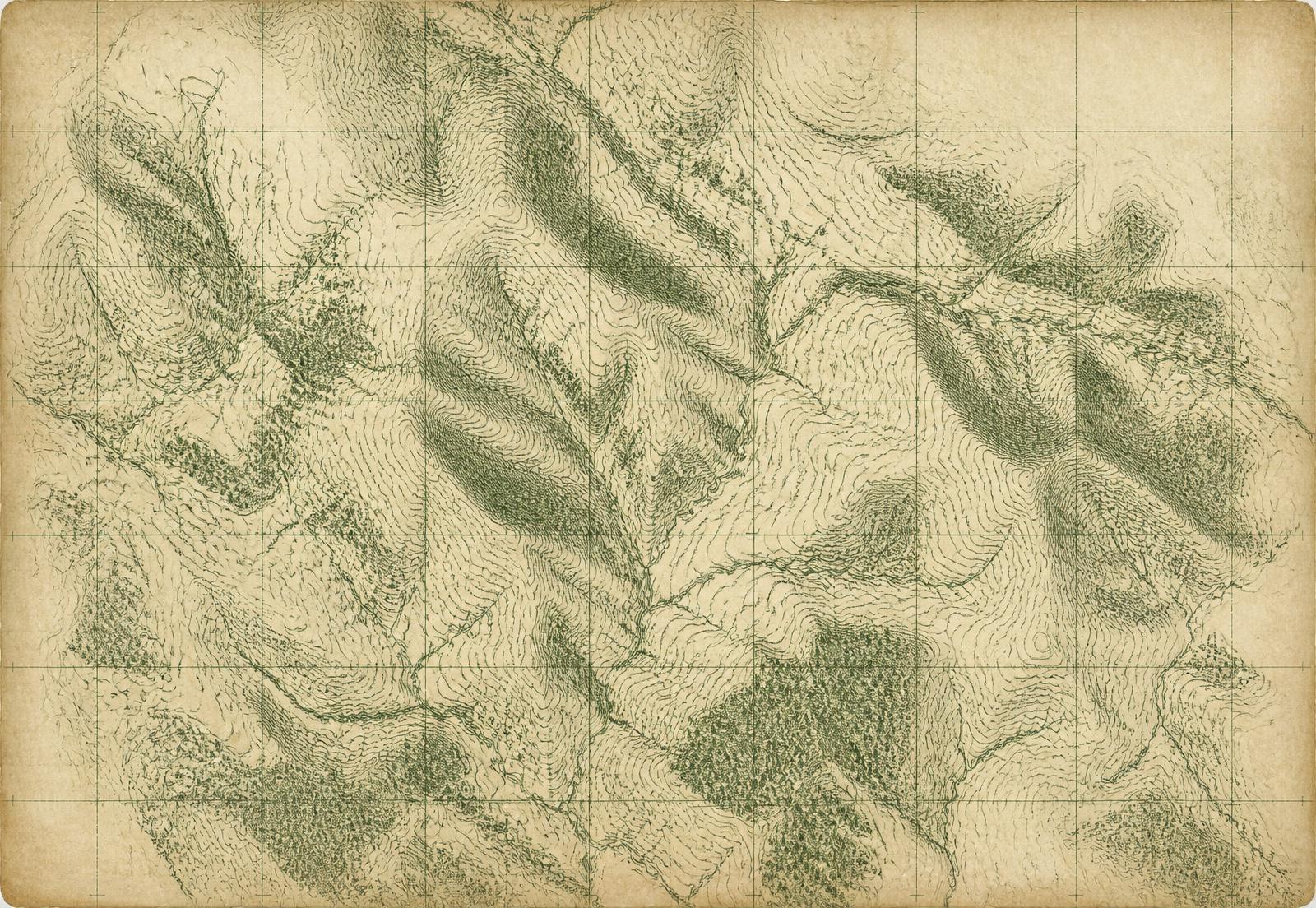 Stylizovaná topografická mapa Jizerských hor s vyznačenými oblastmi her